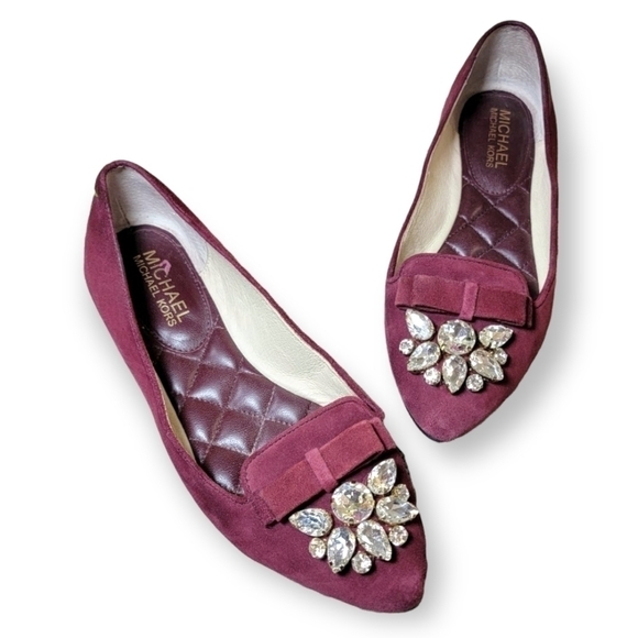 Michael Kors Felicity Merlot suede Flats with rhinestones Holiday Size 6.5 - Picture 15 of 15